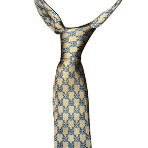 Men's Maus & Hoffman Silk Tie, Gold & Blue, Hermes, made in France